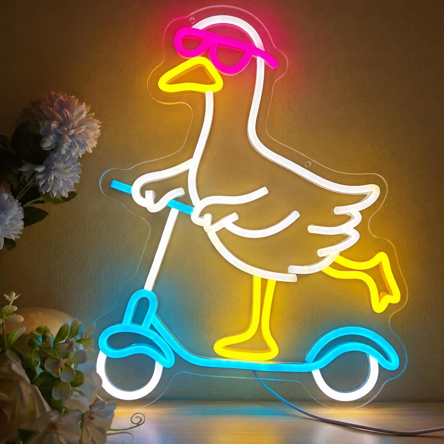Neon Sign Party - Enten-Neonschild, cooles Tier-LED-Licht für Spielzimmer, Bar,