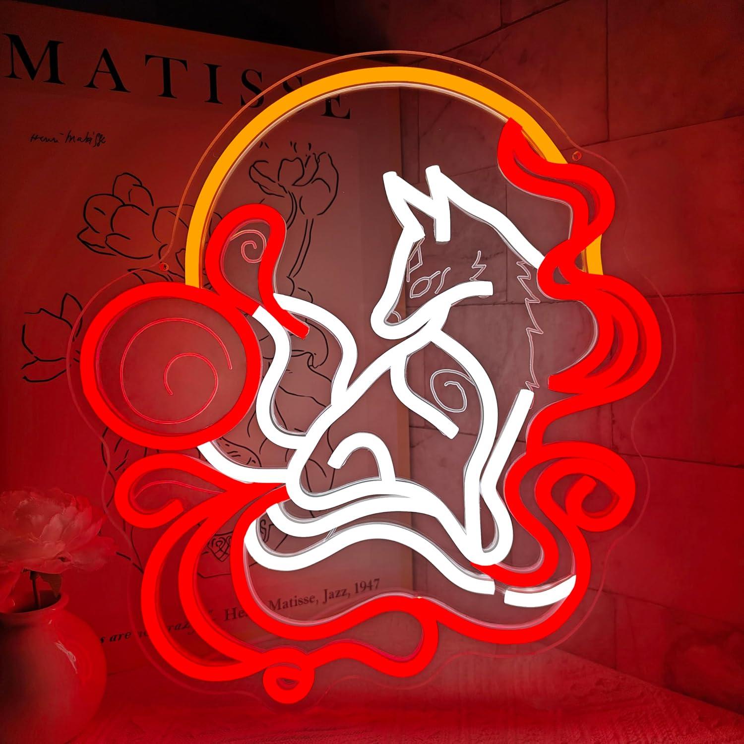 Neon Sign Party - Neonschild „Neun-Schwänziger Fuchs“ mit USB-LED-Lichtern für
