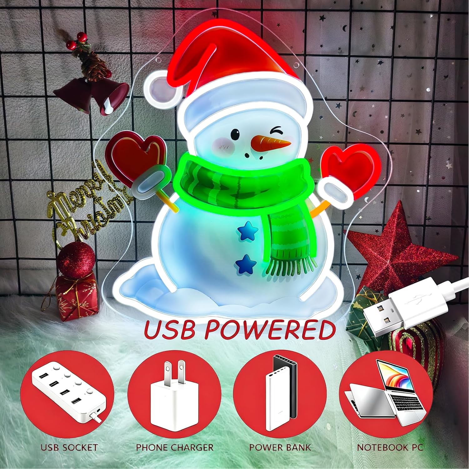 Weihnachtlicher Schneemann mit – Neon Sign Party Bewertung und Preis